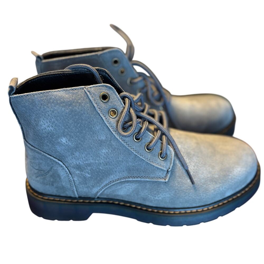 Young Lingen Combat Boots 10.5 US 11 UK Gray NWT Lace Ankle Booties Suede 90s